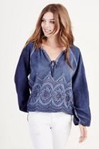 Silk Peasant Womens Top | Indigo | Size Small | True Religion