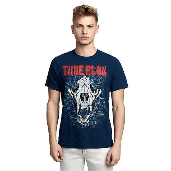 Mens Hyena Skull Graphic Tee | Navy | Size Small | True Religion