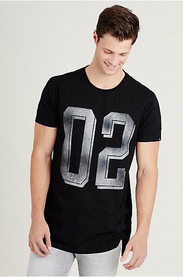 True Religion Elongated 02 Tr Distressed Graphic Mens Tee - Jet Black