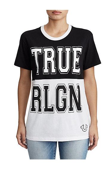 Women's Tr Colorblock Crew Tee | Black | Size Xx Small | True Religion