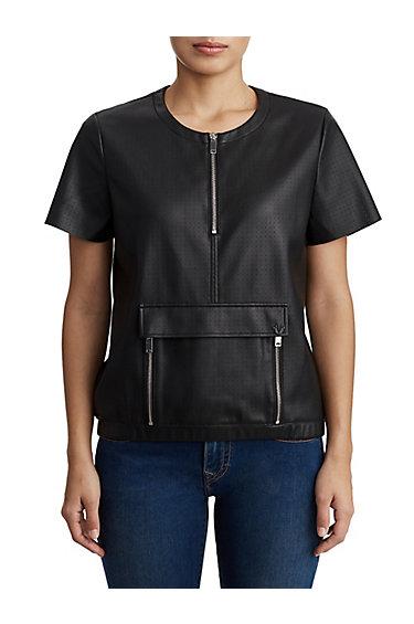 Womens Zippered Top | Black | Size X Small | True Religion