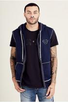 Big T Sleeveless Zip Front Mens Hoodie | Midnight Blue | Size X Large | True Religion