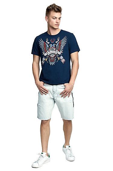 Mens Americana Eagle Graphic Tee | Navy | Size X Small | True Religion