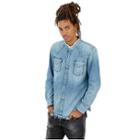 Mens Raw Edge Western Denim Shirt | Space Blues | Size Medium | True Religion
