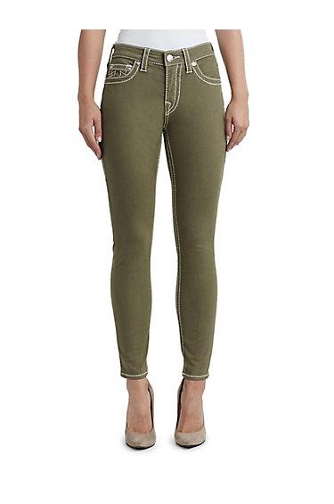 Womens Big T Sateen Curvy Skinny Pant | Burnt Olive | Size 36 | True Religion
