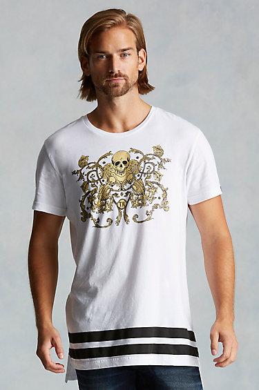 True Religion Skull Step Hem Mens Tee - Optic White