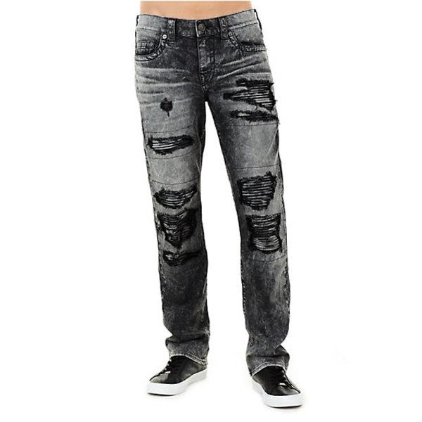Mens Distressed Moto Ricky Straight Jean | Black | Size 29 | True Religion