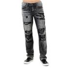 Mens Distressed Moto Ricky Straight Jean | Black | Size 29 | True Religion