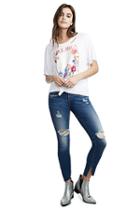 Womens Open Back Floral Graphic Tee | White  | Size X Small | True Religion