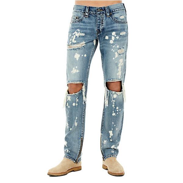 Mens Bleach Splatter Destroyed Rocco Skinny Jean | Cyber Rebel | Size 29 | True Religion