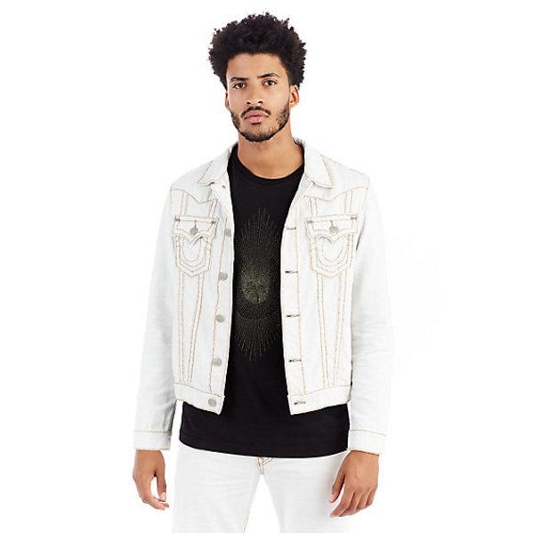 Mens Super T Jimmy Denim Jacket | White Light | Size Large | True Religion