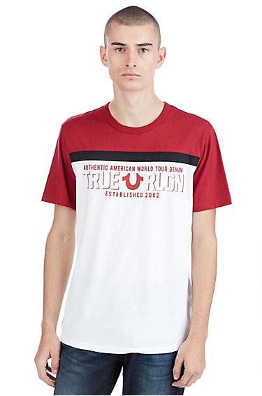 Football Crew Neck Mens Tee | White/red | Size Small | True Religion
