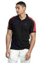 Men's Raglan Panel Polo Shirt | Black/red | Size Small | True Religion