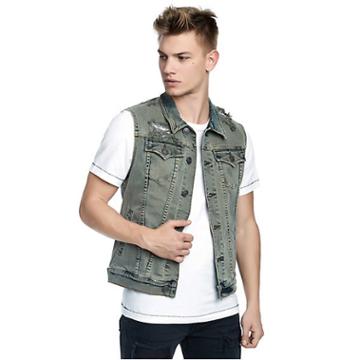 Dylan Mens Distressed Dylan Vest | Olive Backdrop | Size Small | True Religion