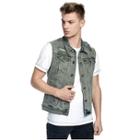 Dylan Mens Distressed Dylan Vest | Olive Backdrop | Size Small | True Religion
