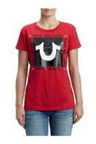 Women's Horseshoe Square Crew Tee | Ruby Red | Size X Small | True Religion