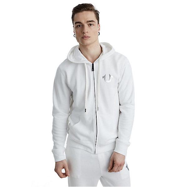 Metallic Double Puff Mens Hoodie | White | Size Small | True Religion