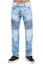 Men's Skinny Fit Pleated Moto Jean | Falling Stream | Size 28 | True Religion
