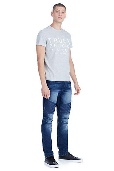 True La Crew Neck Mens Tee | Grey Marl | Size Medium | True Religion