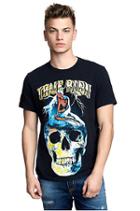 Mens Vintage Inspired Skull Graphic Tee | Black | Size X Small | True Religion