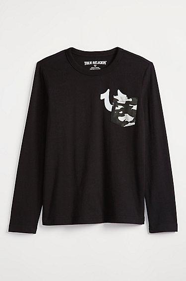 True Religion Camo Pocket Kids Ls Tee - Black