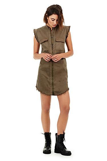 Womens Military Utlity Dress | Green | Size X Small | True Religion