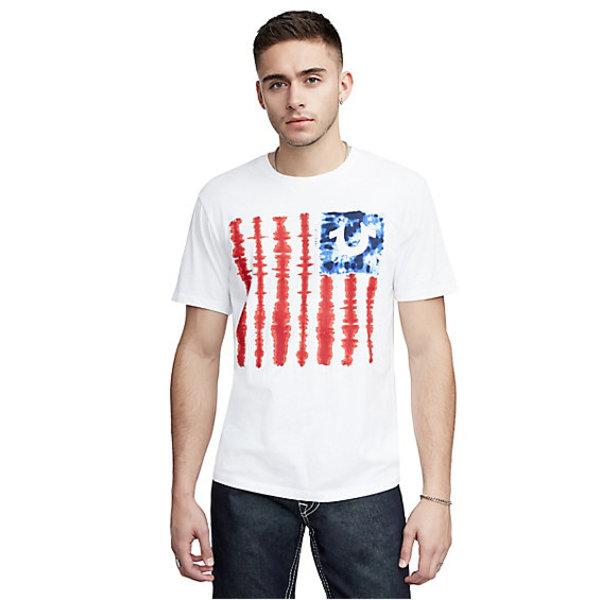 Men's Tie Dye Flag Tee | White | Size Medium | True Religion