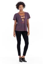 Womens Cut Out Tee | Violet | Size X Small | True Religion