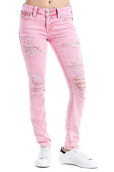 Women's Super Skinny Fit Distressed Pant | Lava Wash | Size 26 | True Religion