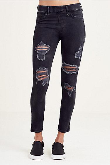 Runway Crop Womens Legging | Black | Size X Small | True Religion