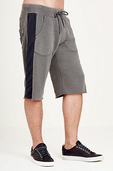 True Religion Mesh Inset Mens Shorts - Concrete
