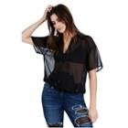 Womens Sheer Bungee Top | Black | Size Small | True Religion