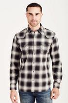 Plaid Western Mens Shirt | Jet Black | Size Small | True Religion