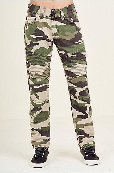 Skinny Camo Moto Mens Pant | Dusty Olive | Size 29 | True Religion