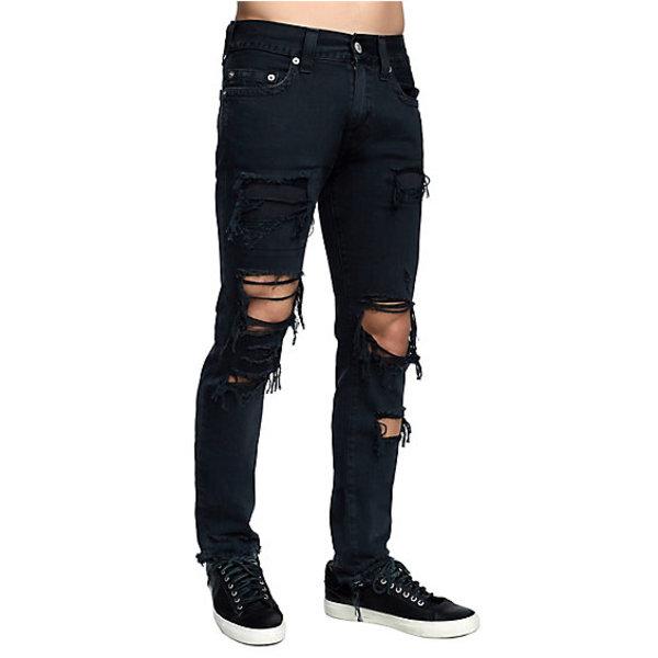 Mens Destroyed Rocco Skinny Jean | Black Volcanic Ash | Size 30 | True Religion