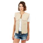 Zip Front Utility Womens Tank Top | Scuffed Beige | Size X Small | True Religion