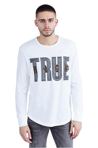 Mens Metallic Embroidered Graphic Shirt | White | Size X Small | True Religion