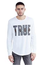 Mens Metallic Embroidered Graphic Shirt | White | Size X Small | True Religion