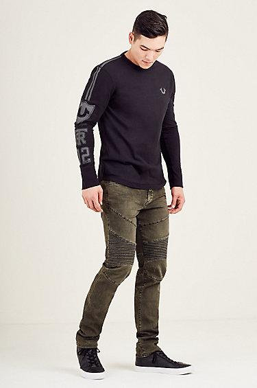 Ls Moto Puff Mens Tee | Black | Size Large | True Religion