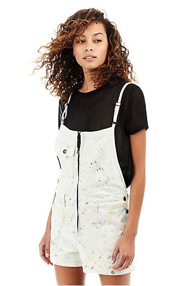 Womens Paint Splatter Shortall | Cream  | Size X Small | True Religion