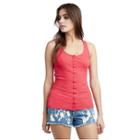 Womens Button Ribbed Tank Top | Dusty Pink | Size X Small | True Religion