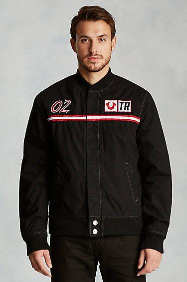 True Religion Hand Picked Embroidered Mens Gasoline Jacket - Black