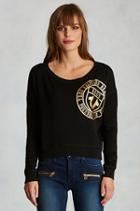 True Religion Cropped Logo Crest Womens Pullover - Black