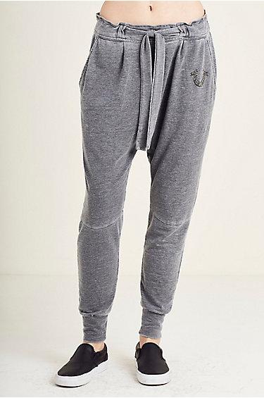 Relaxed Crystal Horseshoe Womens Sweatpant | Black | Size Medium | True Religion