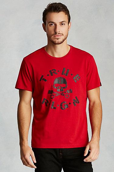 True Religion Puff Skull Mens Tee - Red