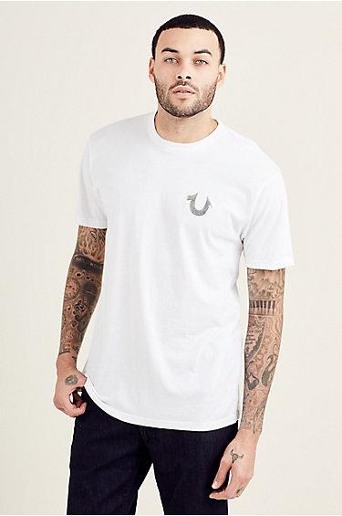 Metallic Silver Buddha Mens Tee | Optic White | Size X Small | True Religion