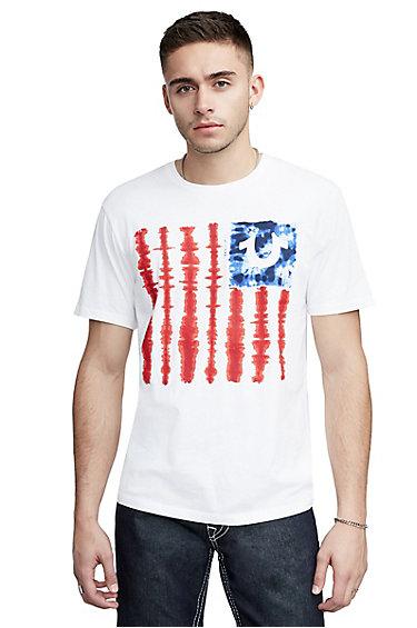 Men's Tie Dye Flag Tee | White | Size Small | True Religion