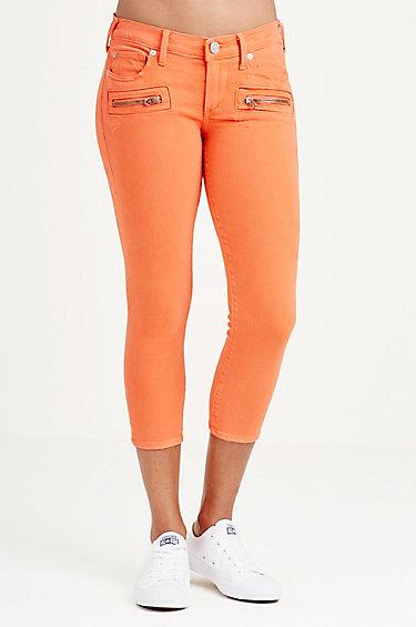True Religion Casey Moto Womens Capri - Vintage Red
