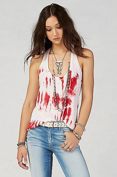 True Religion Tie Dye Pocket Womens Tank - Red