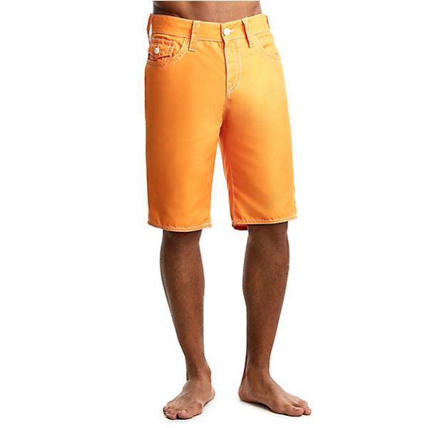 Mens Board Short With Contrast Big T | Orange | Size 28 | True Religion